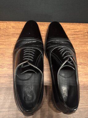 Versace Collection Black Cap Toe Oxford Dress Shoes EU 41